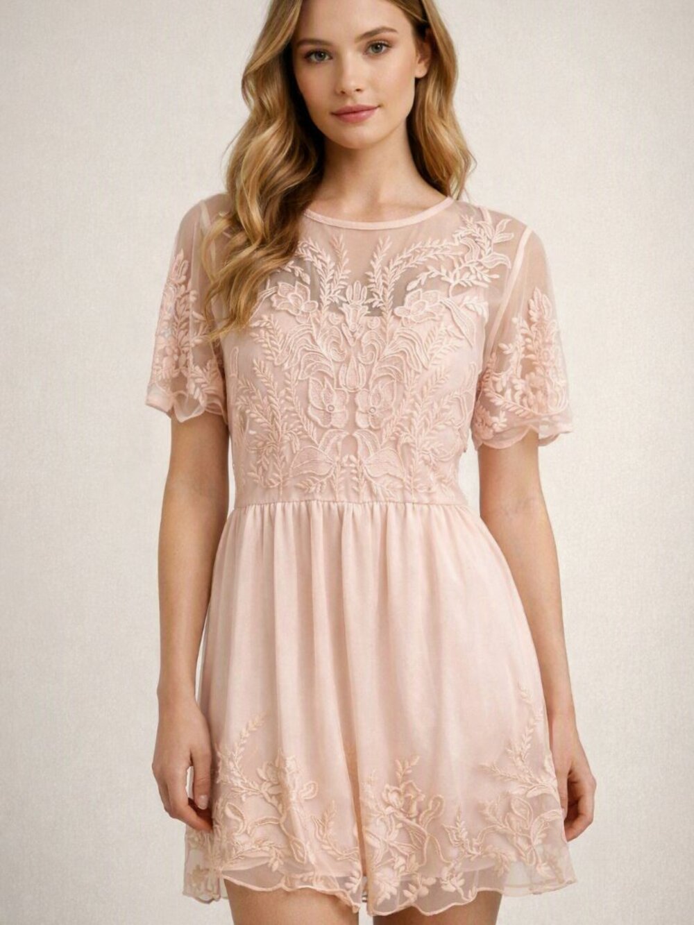 Forever 21 Plus Size 1X pink fairycore lace dress in new like condition